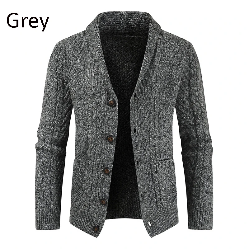 Men's Fashion Solid Color Warm Lapel High Quality Casual Button ...