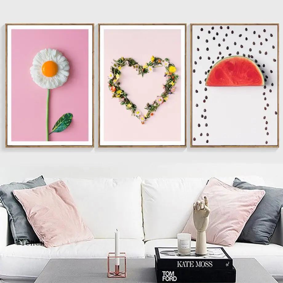 

Eggs Breakfast Modern Kitchen Canvas Poster Decoration Flower Watermelon Fruit Canvas Painting Print Wall Art Picture No Frame