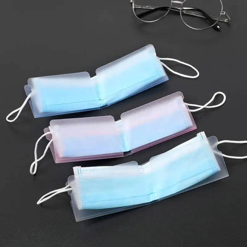 5pcs Disposable Face Mask Storage Case Mini Mask Clips Foldable Mask Holder Clip Face Mask Storage Container Organizer