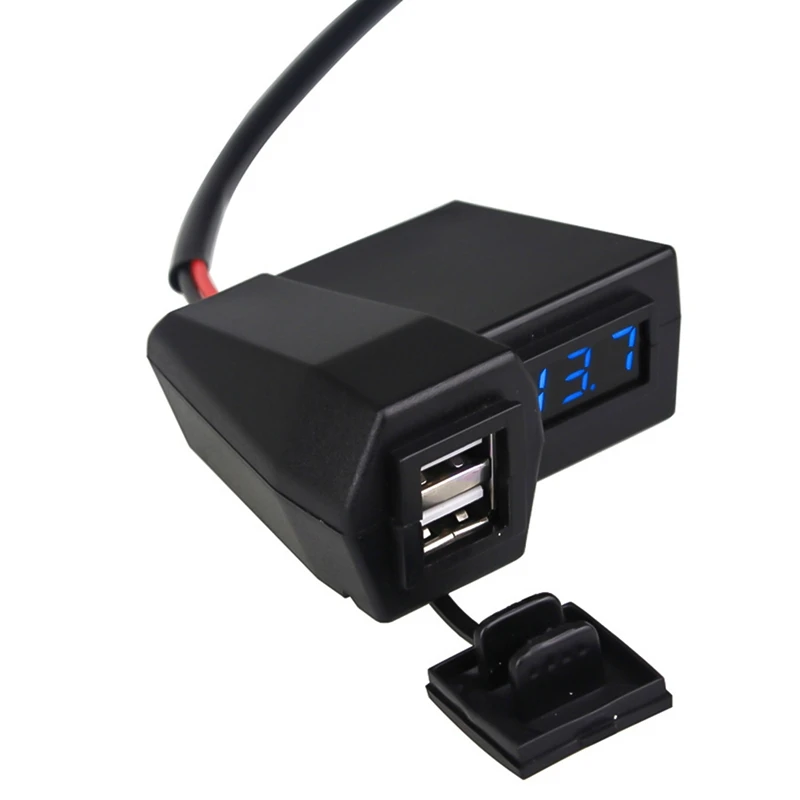3.1A Waterproof Switch Motorcycle 2in1 Dual USB Port Phone Charger And Red LED Voltmeter With Cover Car Accessories High Quality
