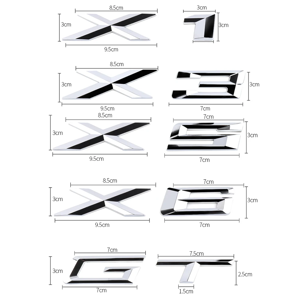 Автомобильный багажник X1 X3 X5 X6 GT буквы слово серебро черный значок эмблема наклейка для BMW E84 E83 F49 F25 G08 задняя табличка аксессуары