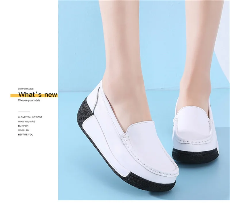 Spring Autumn Genuine Leather Women Creepers Shoes Wedge Heel New Casual Waterproof Swing White Platform Shoes Pumps Woman (21)