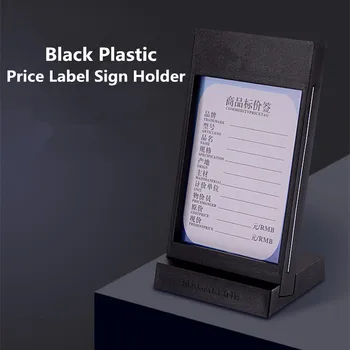 

Black Plastic Mini L Shape Small Price Label Paper Sign Holder Stand Table Number Card Holder Display Stand
