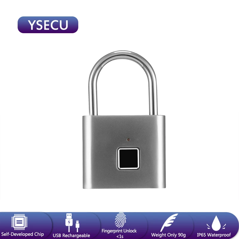 YSECU отпечаток пальца Умный Замок USB зарядка дверной замок цинковый сплав металлический портативный Противоугонный замок отпечатков