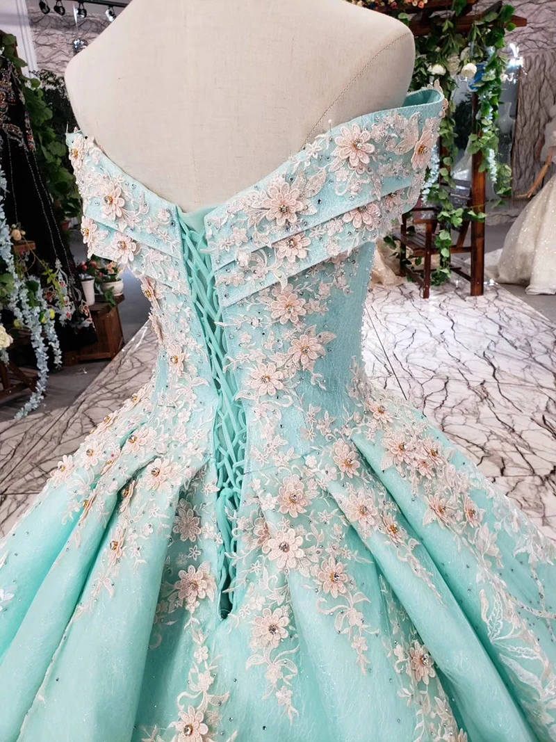 HTL154-1 color formal dress off shoulder sweetheart applique lace evening dress long bride dress party kleider damen abendkleid (16)