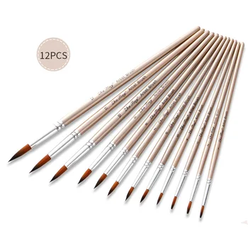 

12Pcs Paint Brushes Set Pointed Head Watercolor Painting Brush Nylon Hair Acrylic Brush Pen For Kids Stationery Art Supplies