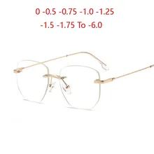 Синий светильник, блокирующие женские компьютерные очки для близорукости, оптические очки с градусной металлической оправой, овальные очки по рецепту, 0-0,5-0,75 до-6