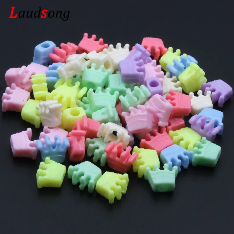 

50pcs 10x13mm Mixed Crown Big Hole (4mm) Acrylic Beads Loose Spacer Beads For Jewelry Making Diy Bracelet Necklace