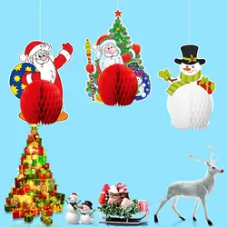Рождественские соты бумажные цветы-шары Санта-Клаус Снеговик подвесные украшения Рождественская елка кулон орнамент для нового года