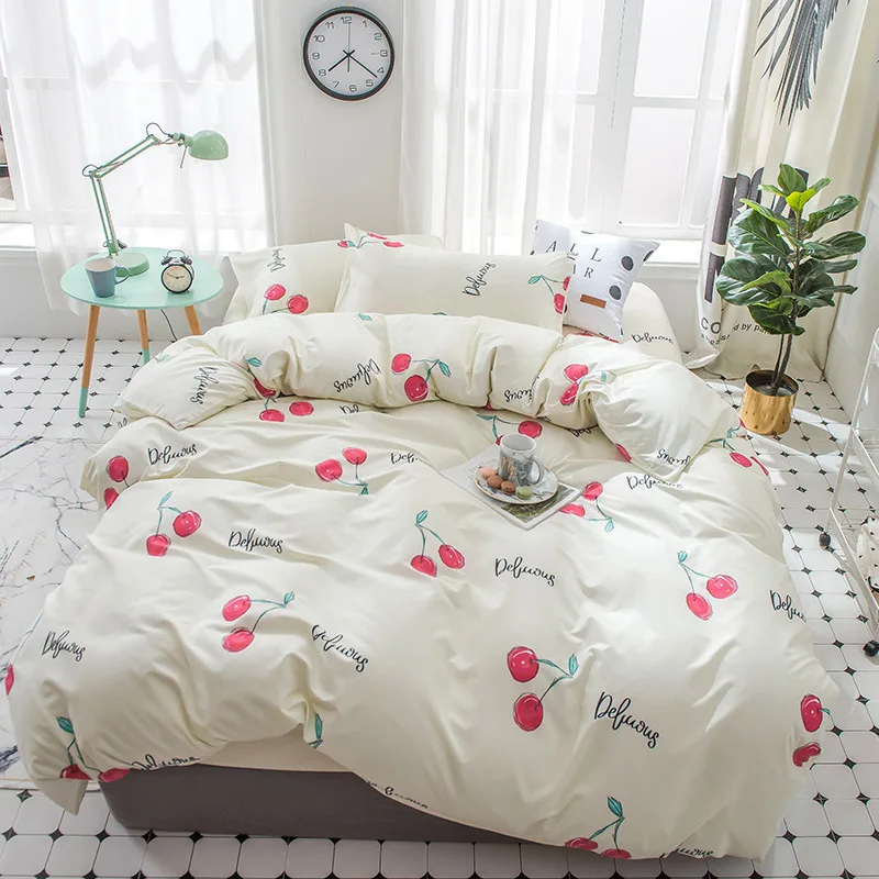 Pink Flower Pattern Duvet Cover 3/4pcs Bedding Set Adult Kids Child Bed Linen Single Queen King Size Quilt Comforter Pillow Case - Цвет: As Photo 17