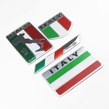 

3D Aluminum Car Italian Italy Map National Flag Sticker Emblem Decal For Fiat Lancia Renault Clio Ford Fiesta VW Golf Polo