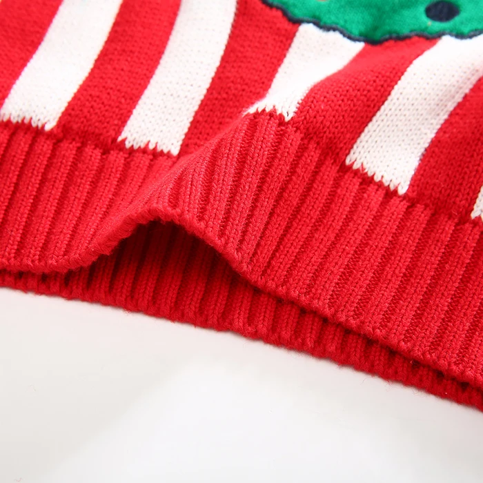 Christmas Baby Girl Handwork Sweater Autumn Winter Kids Stripe Clothes Boys Cartoon Santa Claus Embroidery Knitted Sweaters