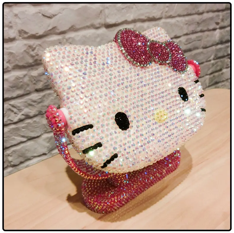 Стразы ручной работы с украшениями, KT, стоящее зеркало, розовое, Helloo Kitty, украшение для комнаты, зеркало, персонализированное зеркало, аксессуары для украшения дома