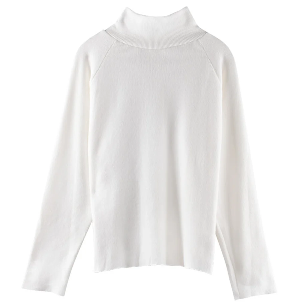 Women Sweater White Black Casual Turtleneck Sweater Spring Autumn Knit Sweater Women Pullover Plus Size jumper sweter mujer 30