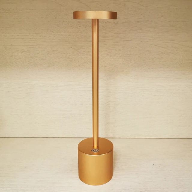 Modern Aluminium Led Dimmable Restaurant Cordless Table Lamp With Usb Rechargeable 5200ma Battery For Hotel Ktv Bar Dinning Room Gold