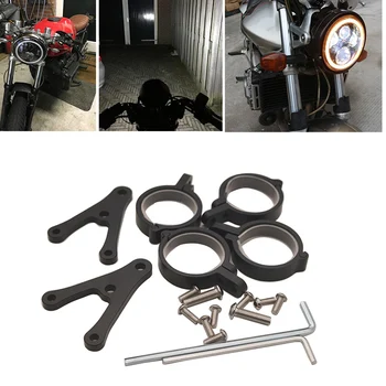 

Universal Motorcycle 7'' Headlight Housing Both Sides Bracket 7inch Headlights Headlamp Mounting Bracket Adjustable Holder black