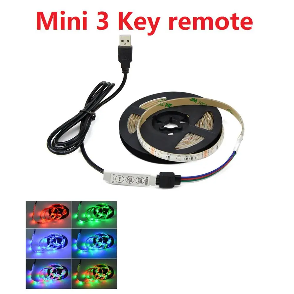 mini 3key controller 5 В USB Power LED свет 2835 SMD RGB подсветка LED Шкаф Кухонный светильник 1M 2M 3M 4M 5M лампа лента Для Шкафа Шкаф Шкаф Шкаф ТВ фон светодиодное Диодное Освещение - Цвет: mini 3key controller