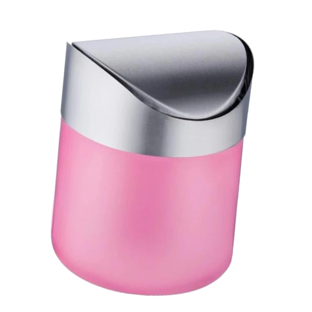 Silver/Green/Pink/Blue/Red Stainless Steel Trash Can Tabletop Cigar Ashtray Car Garbage Bin Living Room/Office/Kitchen/Bar
