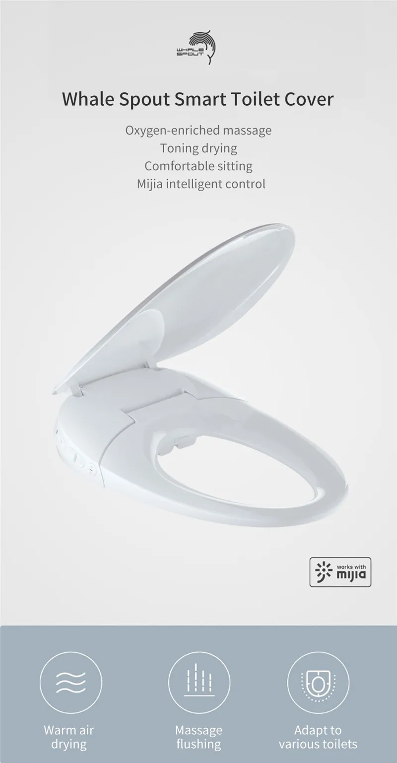 Умный чехол для унитаза Xiaomi Small Whale с умным температурным приложением, светодиодный ночной Светильник Ipx4, водонепроницаемый умный дом