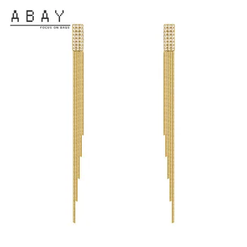 

Fashion Hot Sale Long Tassel Earrings Women Temperament Rhinestone Simple Versatile Cool Wind High Quality Female Ear Pendant