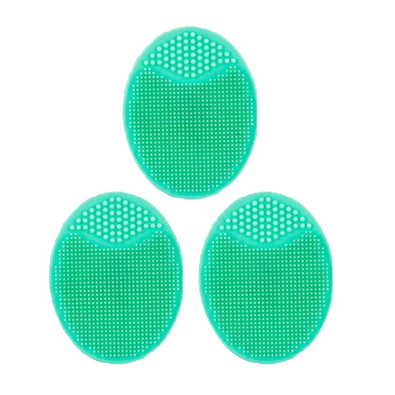 3 шт. силиконовый для мойки Pad отшелушивающий для лица Blackhead, массажер для лица, уход за кожей лица, щетка для чистки Красота инструмент - Цвет: green 3pcs