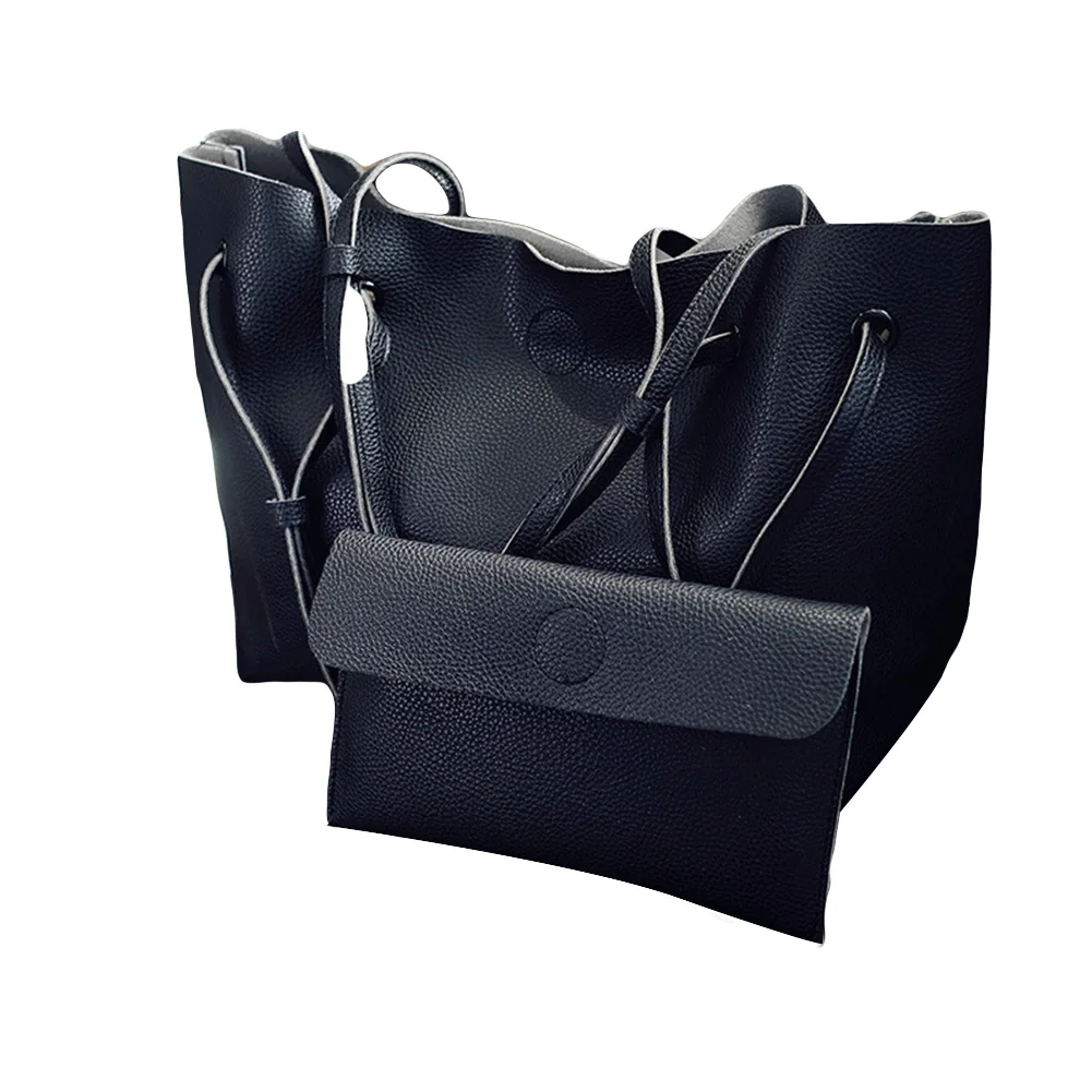 2 шт./компл. Для женщин однотонные Цвет Искусственная кожа сумка через плечо тоут