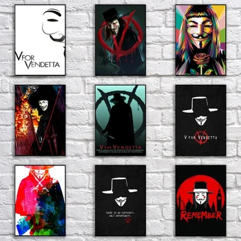 

V for Vendetta Poster Retro Whitepaper Democratic Revolution Poster Abstract Pop Art Painting Fancy Wall Sticker