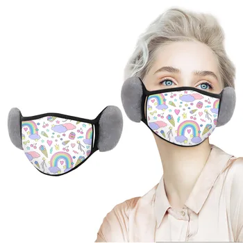 

7pcs Adult Protective Rainbow Face Mask Washable Reusable Winter Caps Mask Mouth Bandanas Breathable Adult Fabric Mask Mascarill