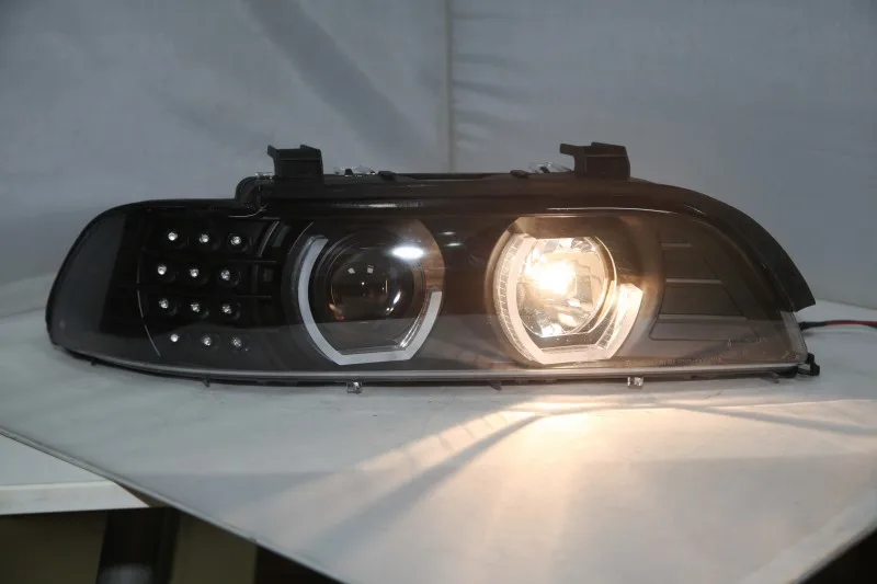 Автомобильный Головной фонарь для BMW E39 светодиодный головной фонарь ангельские глазки 1995-2003 год передние фары с дневным ходовым H7 HID комплект