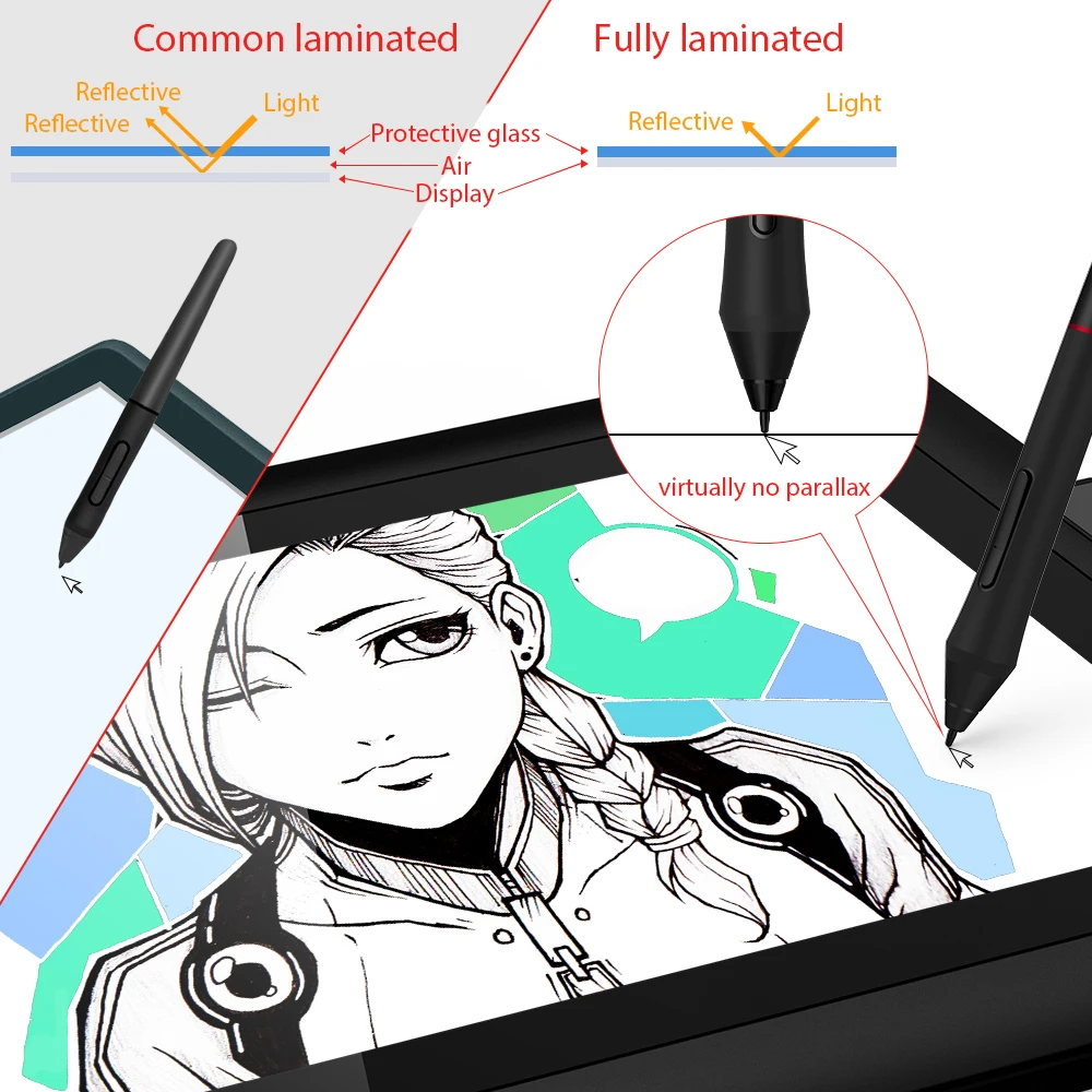 XP-Pen Artist13.3Pro 13.3 인치 그래픽 드로잉 태블릿 모니터 펜 디스플레이 틸트 지원 배터리 프리 8192 펜 88% NTSC