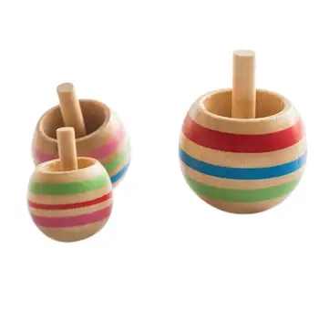 

2019 NEW Hot Novelty Attractive 3pcs Funny Wooden Colorful Spinning Top Kids Wood Children's Party Toy Perfect For Gift