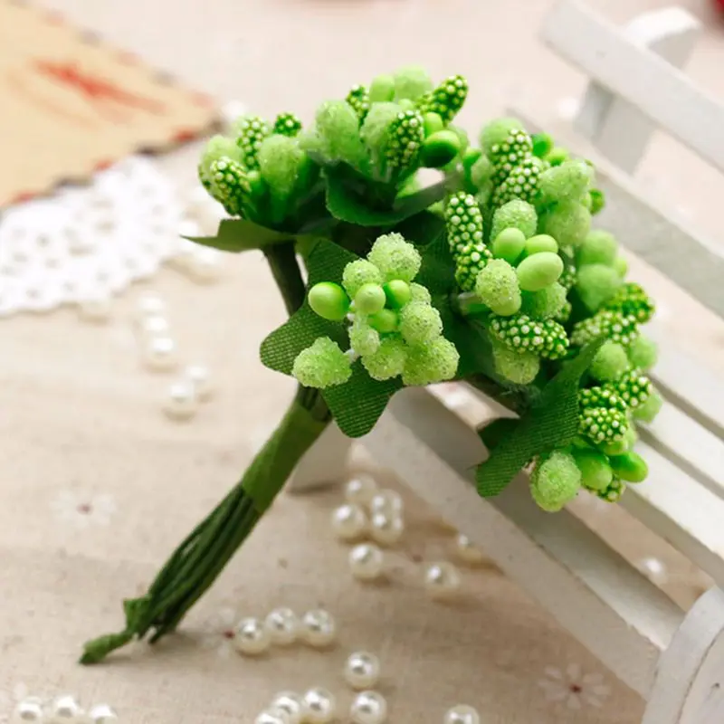 

12Pcs Mini Artificial Pip Berries Stem Bunch Foam Fruit Flower Stamens for DIY Craft Wreaths Garland Wedding Box Decoration Gift