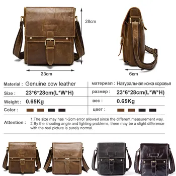 

1 Piece Genuine Leather Men's Bag Crossbody Bags For Men Ipad Flap Hasp Messenger Bag Men Leather Shoulder Bags Male Handbags