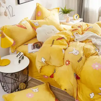 

YanTing 190G Flannel Bedding Set Skin Friendly And Comfortable Quilt Covers Multisize Optional Don't Bleach Spring Autumn Winter