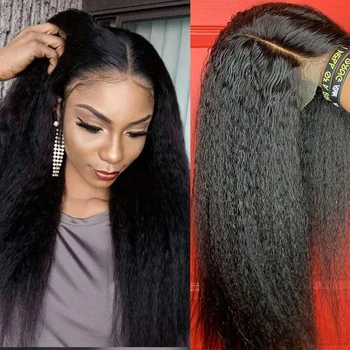 

13x4 Kinky Straight Wig 150% Lace Human Hair Wigs For Women Pre Plucked With Baby Hair Brazilian Remy Yaki Human Wig Natural Wig