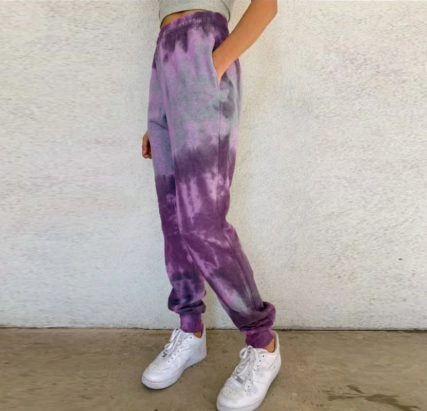 Autumn / Winter Printed Women's Jogging Pants Casual Tie Dye Sportswear Women's Loose Little Feet Lantern Casual Women Pants