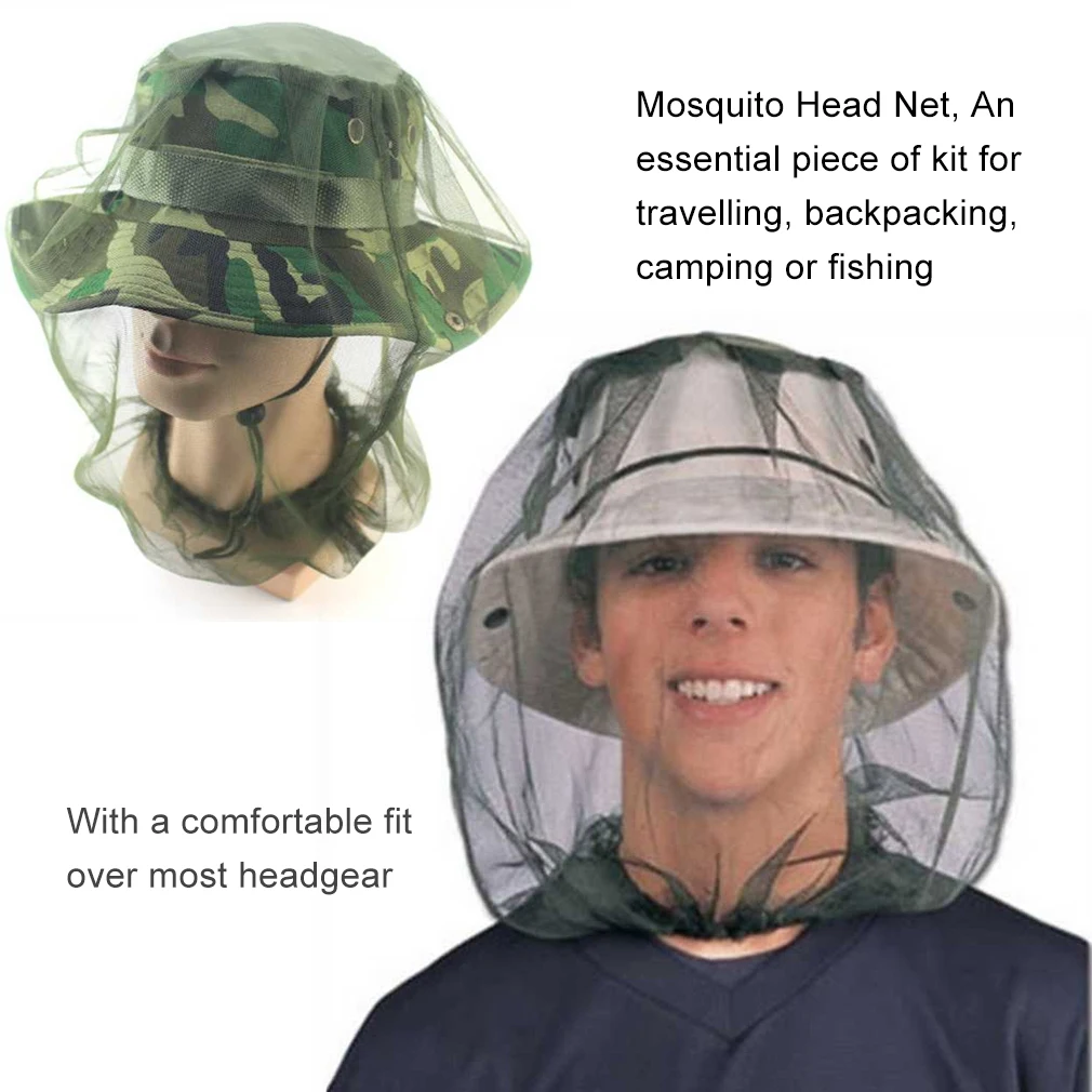 Midge Москитная шляпа от насекомых, ошибка, сетка для головы, защита для лица, для путешествий, кемпинга, альпинизма, кемпинга, рыбалки, пчеловодов