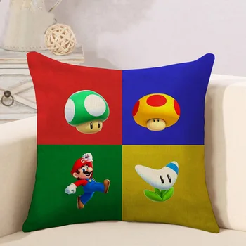 

Cartoon Super Mario Bros Cushion Cover 45*45cm Cotton Linen Pillow Case Pillow Cover Car Sofa Home decoration supplies