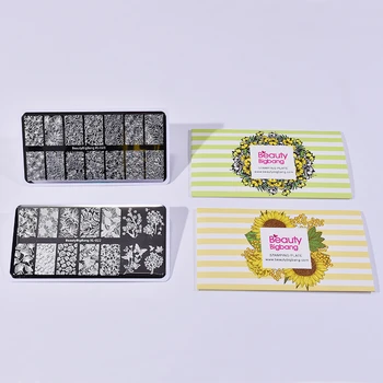 

BeautyBigbang 2PCS Nail Stamping Plates Set Geometry Flower Leaves Dandelion Butterfly Design Nail Art Stamp Stencil Template