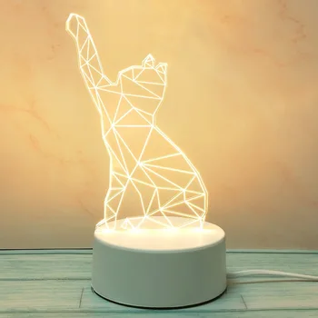 

3D Night Light Cartoon Table Lamp Acrylic Cat Decorative Lamp for Bedroom Children Room Decoration