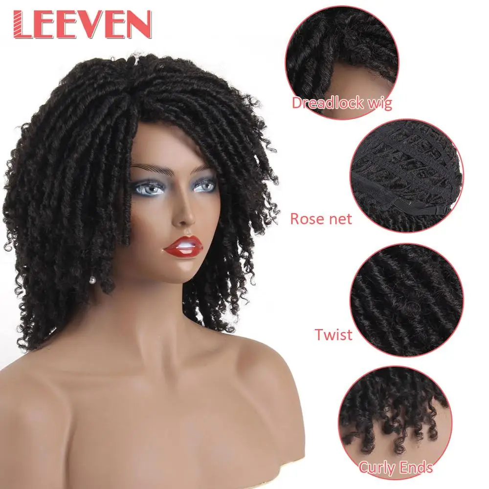 Leeven синтетические дредлок волосы парики для женщин 8 дюймов Черный Коричневый Крючком плетеные парики косы волосы с завитками