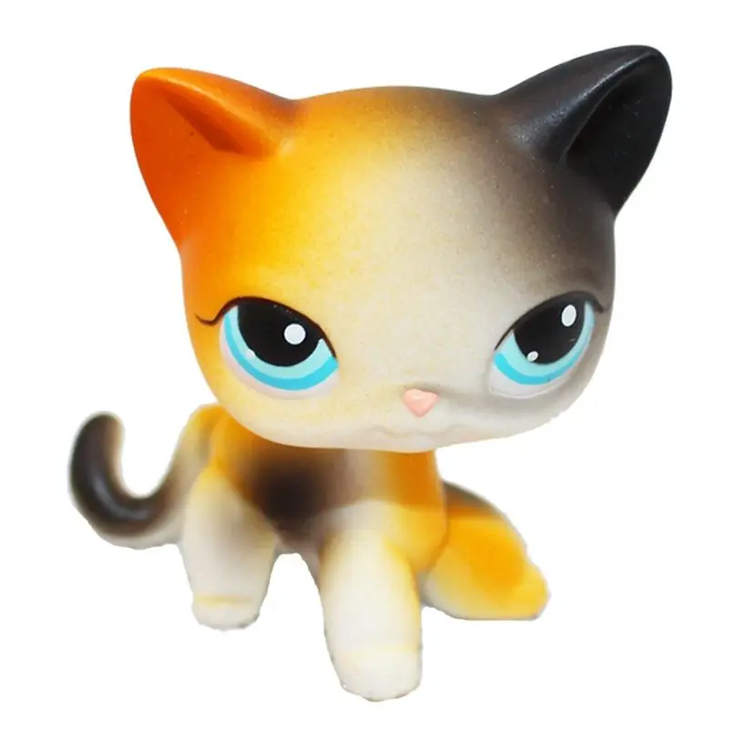 Rare LPS Toys Littlest Pet Shop Orange Short Hair Cat Kitty Blue Eyes Kids Gifts 