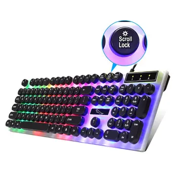 

Glowing Keyboard with Round Keycaps for PC/Laptop Retro Gaming Backlit Keyboard for Computer Gamers
