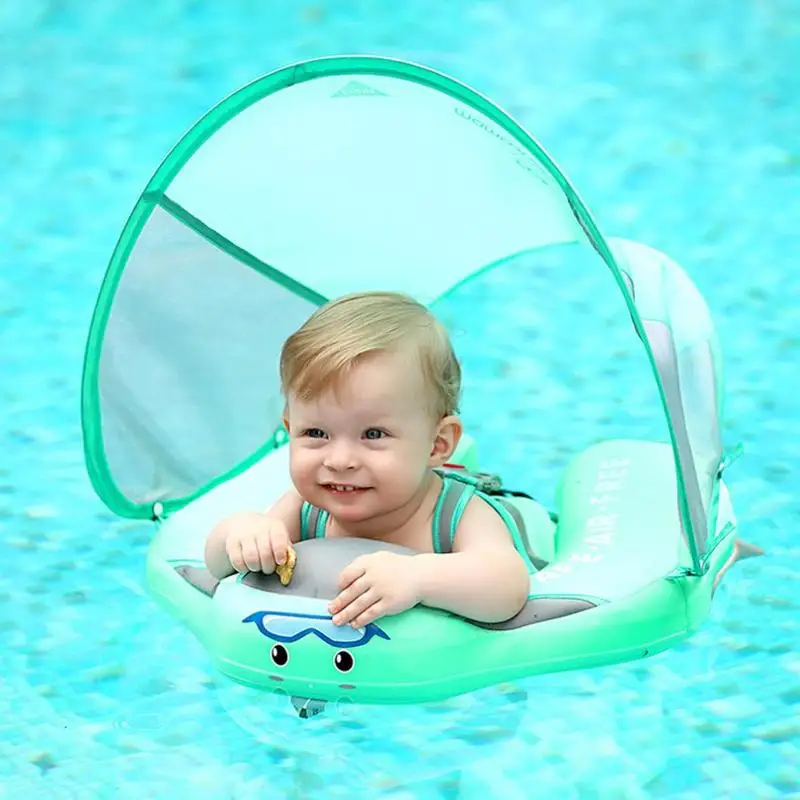 Детское безопасное Надувное лежа кольцо с солнцезащитным козырьком плавательный круг бассейн, предназначенный для