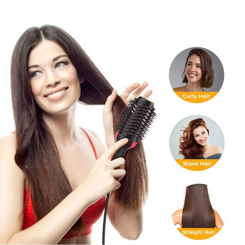 

2 in1 Hair Dryer Brush Curler Straightener Roller Styler 1000W Rotate Electric Blow Dryer With Comb Hair Curler Styler