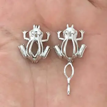

100pcs/lot Wholesale 18KGP Frog Locket Animal Style Pendant Charms Fitting Can Open For DIY Jewelry Making Accessories