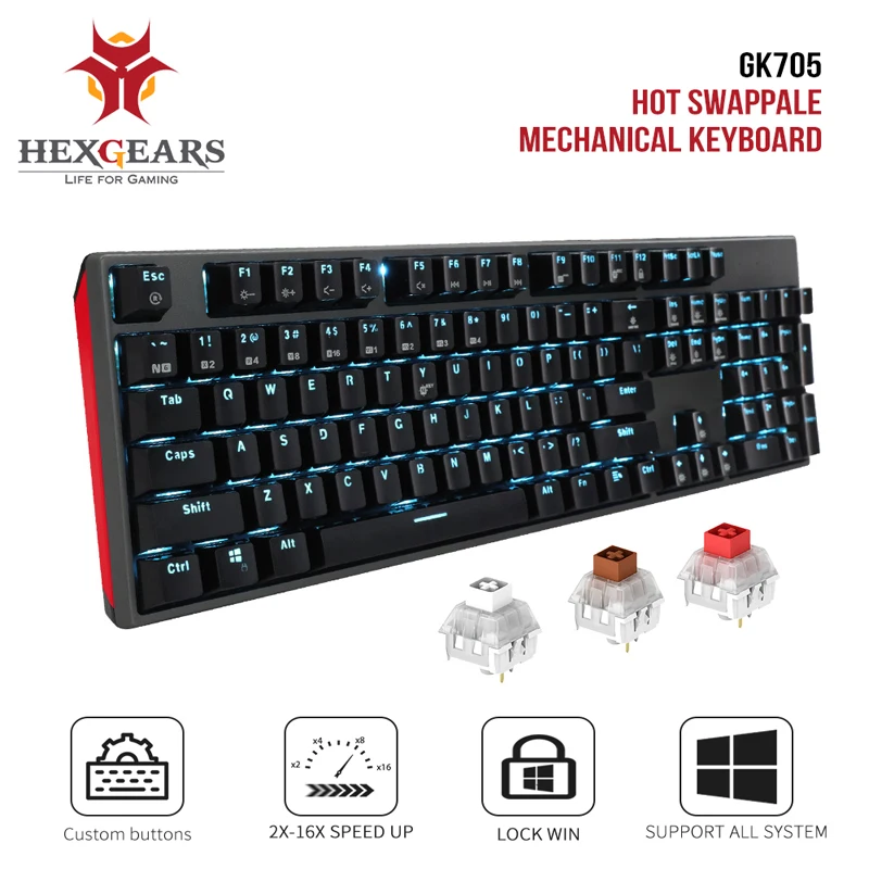 Najtaniej HEXGEARS GK705 104 klawisze wodoodporna przełącznik Kailh BOX klawiatura mechaniczna Hot Swap LOL mechaniczna klawiatura do gier