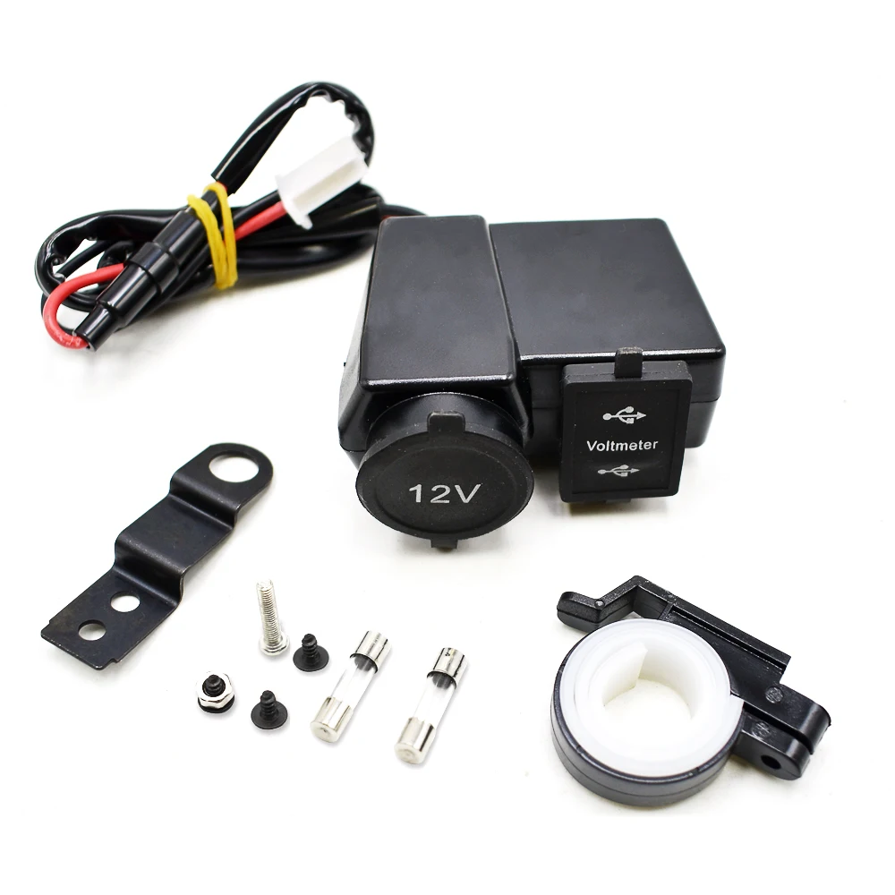 12 V/24 V Водонепроницаемый Мотоцикл гнездо для автомобильного прикуривателя с двумя портами Usb Зарядное устройство светодиодный вольтметр для мотоцикла ATV Крест велосипед скутеры ветрового стекла