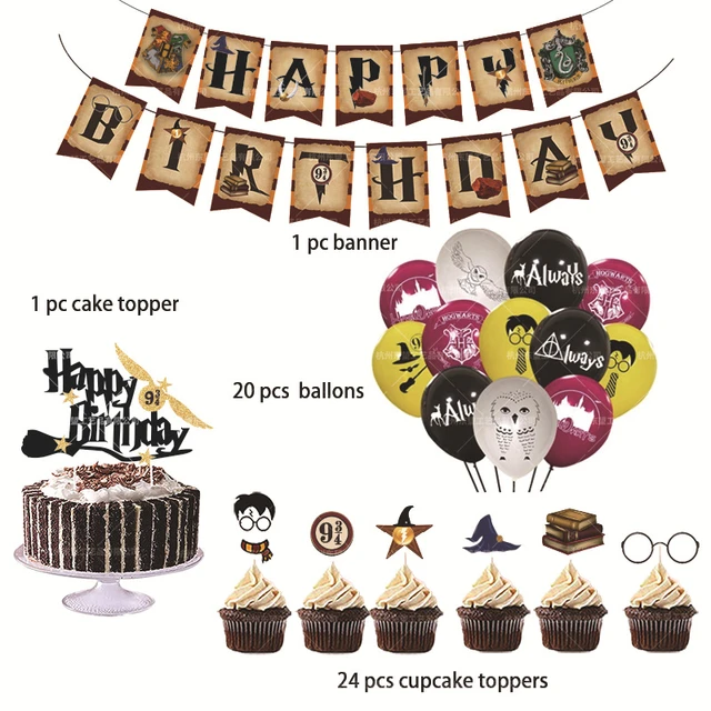 Harry Potter Thème Enfants Fête d'anniversaire Décoration Bannière Gâteau  Toppers Ballons Fournitures Ensemble