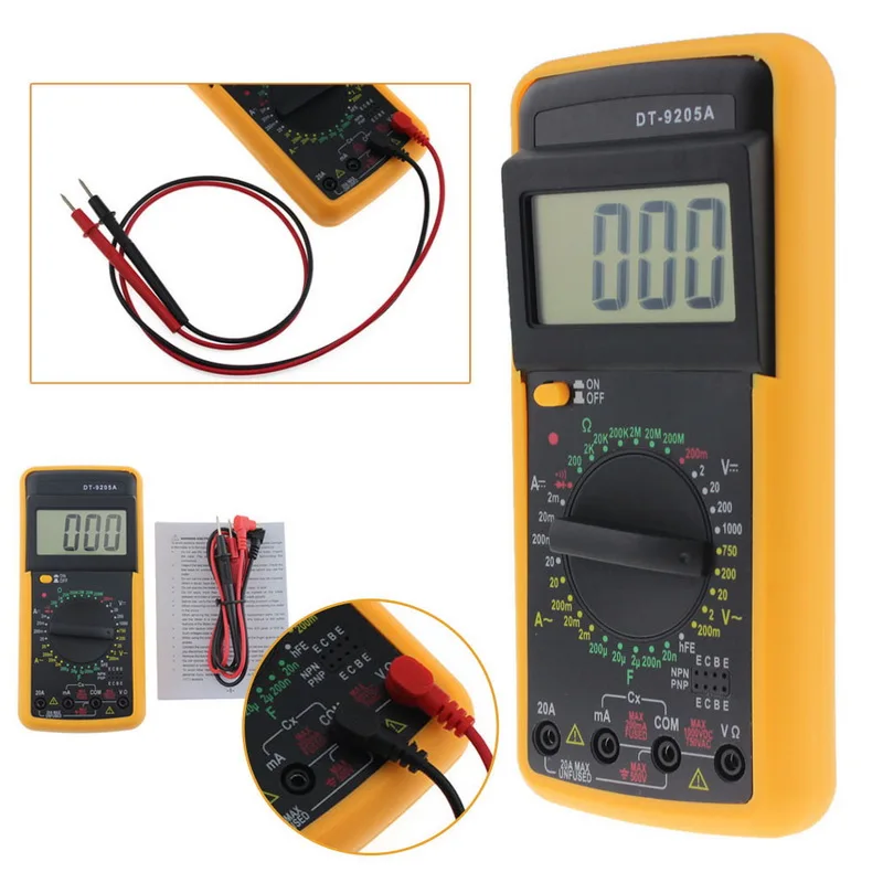Junejour DT9205A Цифровой мультиметр тестер ЖК-дисплей Вольтметр измеряет электрик Высокая точность портативный тестер напряжения